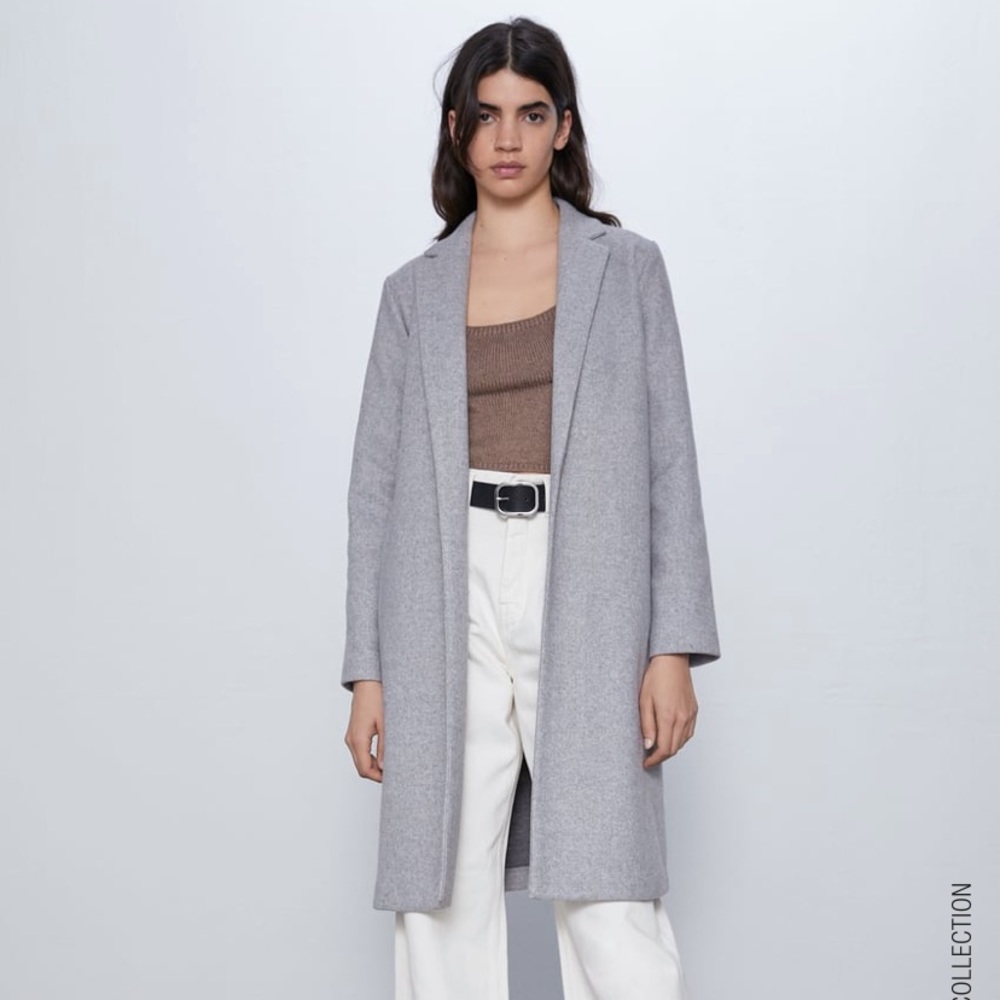 Zara Long Coat with Lapel Collar